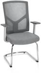 hjh OFFICE 751004 Besucherstuhl mit Armlehnen Breton V W Stoff/Netz Grau