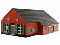 Kids Globe Kuhstall Holz mit Bauernhaus, Spielzeug Kuhstall Dach aufklappbar,