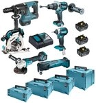 Makita DLX6085TJ Akku-Kombo-Kit 18V (DHR243+DHP481+DTD153+DHS680+DGA513+DTM51)...
