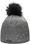 Eisb&auml;r Damen Dip Dye Lux Crystal M&uuml;tze, graumele bedruckt mit schwarz,