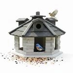 Mucola Vogelfutterhaus 6-eckig Vogelhaus 48cm | Bitumschindeln und Futterspender 