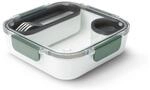 BLACK + BLUM Original 1L Lunchbox mit F&auml;chern | Olive | Edelstahlgabel, Innenfach &