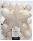 Christmas Decoration Weihnachtskugeln mit Christbaumspitze Stern Kunststoff 33er Set