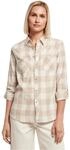 Urban Classics Damen Ladies Turnup Checked Flanell Shirt Hemd, whitesand/lighttaupe,