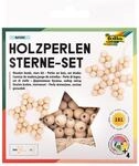 folia 22520 - Holz-Perlen Sterne Set "Nature", Bastelset mit 160 Holzkugeln und einer