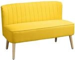 HOMCOM Sofa 2 Sitzer Couch, Kleine Loveseat mit Leinen-Optik Modern Polstersofa f&uuml;r