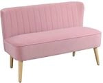 HOMCOM Sofa 2 Sitzer Couch mit Samt-Optik Rosa 117 x 56,5 x 77 cm