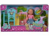 Simba Evi Love Puppy Fun/Puppe mit DREI süßen Hundewelpen und tollem