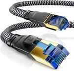 CSL - 10m CAT 8 Netzwerkkabel Flach und D&uuml;nn - Lan Kabel f&uuml;r 40 Gigabit High Speed,