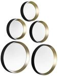 Mirrors and More Deko Wandspiegel im 5er Set - runde Rahmen in Schwarz und Gold...