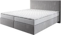 DELIFE Boxspringbett Dream-Well Mikrofaser Grau 180x200 cm mit Matratze und Topper