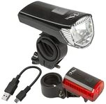 Fahrradlicht USB aufladbar, Front- & R&uuml;cklicht Set, LED, Akkuanzeige, Atlas K 11 USB