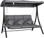Outsunny Hollywoodschaukel 3-Sitzer, Schaukelbank mit Verstellbarem Sonnendach,