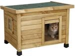 Kerbl Pet Katzenhaus Rustica, Braun/Gr&uuml;n, 57x45x43 cm, Holz, mit Schwingt&uuml;re,