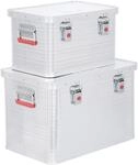 STIER Alubox Set, 30L und 65L, stapelbare Transportkisten, Staub- und