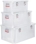 STIER Alubox Set, Aluminiumbox 50L 85L und 135L, stapelbare Transportkisten, Staub-