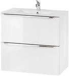 Lomadox Badezimmer Waschtisch-Unterschrank Set, Hochglanz wei&szlig;, 61cm