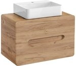 Lomadox Badezimmer Waschtisch Unterschrank Set 80 cm, Wotan Eiche Nb. Nb,