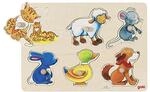 Goki Holzpuzzle Tierwelt - 6 Teile, Extragro&szlig;e Puzzleteile, F&ouml;rdert Feinmotorik und