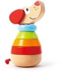 Hape Stapelhund Pepe &ndash; 6-teiliges Holz-Stapelspielzeug mit Soundfunktion, f&ouml;rdert