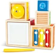 Hape Sechsteiliger Musik-Stapelw&uuml;rfel - Musikspielzeug mit 5 musikalischen Kl&ouml;tzen
