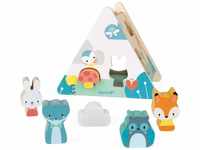Janod - Pure Holz-Steckspiel, Spielzeug für frühkindliches Lernen, mit 6 Teilen,