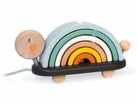 Janod - Sweet Cocoon Nachziehtier Schildkröte Regenbogen” - Lernspielzeug aus Holz