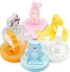 small foot Steckpuzzle Pastell, Motorikspielzeug, mit 6 abnehmbaren Tierfiguren, ab 2