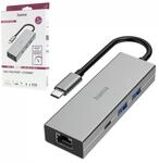 Hama USB C Hub 4 Ports (Multiport Adapter 1x LAN Gigabit Ethernet, 2X USB-A, 1x USB-C