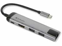 Verbatim USB-C Multiport-Adapter, USB-C-Hub mit USB-3.0, HDMI-4K, Gigabit Ethernet &