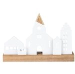 R&auml;der Hochwertiger Teelichthalter aus Akazienholz und Porzellan im modernen Design