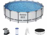 Bestway Steel Pro MAX Frame Pool Komplett-Set mit Filterpumpe Ø 488 x 122 cm ,