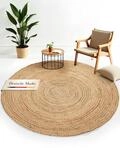 carpetfine Juteteppich Nele Beige handgewebt aus Jute &Oslash; 120 cm |...