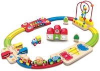 Hape Regenbogen-Puzzle Eisenbahnset &ndash; 30-teiliges Holz-Eisenbahnset mit Tierzug,