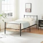 [en.casa] Metallbett 90x200 cm Schwarz auf Stahlrahmen mit Lattenrost...