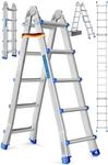MASKO Aluminium 6in1 Mehrzweckleiter &ndash; 20 Sprossen | - 520 cm | 150 Kg, ausziehbar,