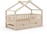 VitaliSpa Hausbett Design, Naturholz, 80x160 cm mit G&auml;stebett, geeignet als Spiel-