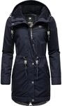 Ragwear Damen langer Mantel warme Winterjacke mit Kapuze YM-Canny Navy21 Gr. S
