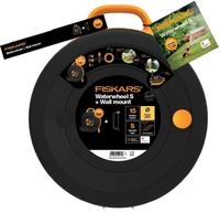 Fiskars Waterwheel S mit Wandhalterung, 15 m Schlauch &Oslash; 9 mm, Gartenschlauch,