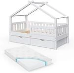 VitaliSpa Hausbett Design, Wei&szlig;, 80x160 cm mit 2 Schubladen und Matratze, geeignet