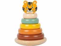 small foot Stapelturm Tiger "Safari" moderndes 7-teiliges Steckspiel mit 5 farbigen