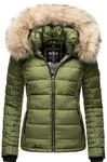 MARIKOO Damen Winterjacke Steppjacke mit abnehmbarem Kunstfell Lerikaa Olive Gr. XXL