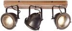 BRILLIANT Lampe Carmen Wood Spotbalken 3flg burned steel/holz | 3x PAR51, GU10,