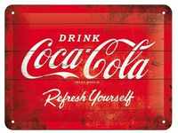 Nostalgic-Art Retro Blechschild, 15 x 20 cm, Coca-Cola – Logo Red Refresh Yourself