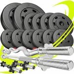 Hop-Sport Hantelset 45 kg | SZ Stange 120 cm + Langhantel 167 cm + 2 Kurzhanteln 45