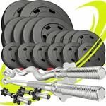 Hop-Sport Hantelset 75 kg | Langhantel 167 cm + SZ-Stange 120 cm + 2 Kurzhanteln 45