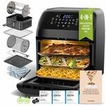 Stillstern Hei&szlig;luftfritteuse XXL 12L mit LED-Touchscreen, Rezeptbuch auf Deutsch, 12