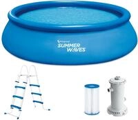 Summer Waves Quick Up Pool Komplettset | Rund 457x107 cm Blau | Aufstellpool Set 