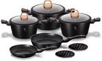 Topfset, Schwarz, Rosa, Marmor-Beschichtung, Aluminium, Turbo-Induktion, 10-teilig