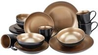 CreaTable, 23598, Serie GLAMOUR - Gold, 16-teiliges Geschirrset, Kombiservice aus